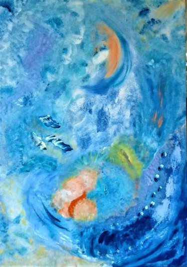 Painting titled "L'eau de lune" by Maryline Payssé, Original Artwork, Acrylic
