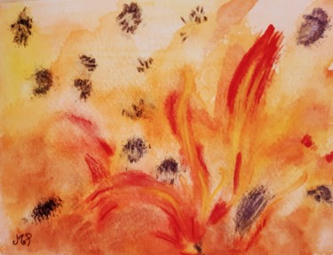 Painting titled "Flamme" by Maryline Payssé, Original Artwork, Watercolor