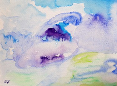 Painting titled "Vague" by Maryline Payssé, Original Artwork, Watercolor