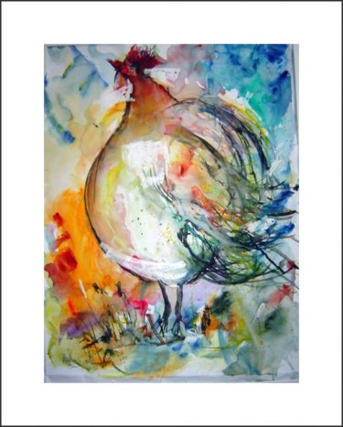 Peinture intitulée "Le coq" par Maryline Simon, Œuvre d'art originale