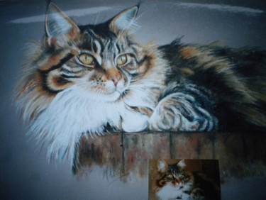 Pintura titulada "maincoon-100x80-pas…" por Marylise Froehly, Obra de arte original