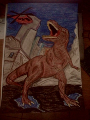 Drawing titled "Jurassic City" by Marya97, Original Artwork, Other