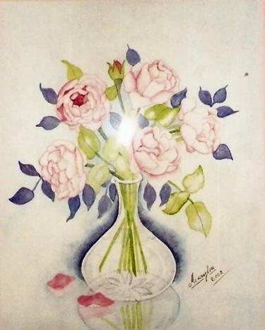 Peinture intitulée "Bouquet de roses." par Marylou, Œuvre d'art originale