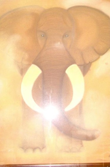 Peinture intitulée "L'éléphant dans la…" par Marylou, Œuvre d'art originale, Huile