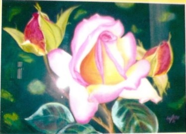 Peinture intitulée "Boutons de roses." par Marylou, Œuvre d'art originale, Huile