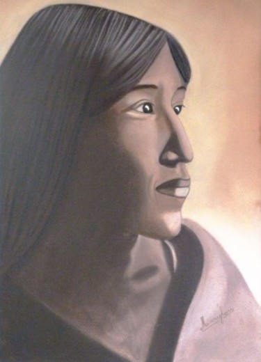 Peinture intitulée "L'indienne." par Marylou, Œuvre d'art originale, Huile