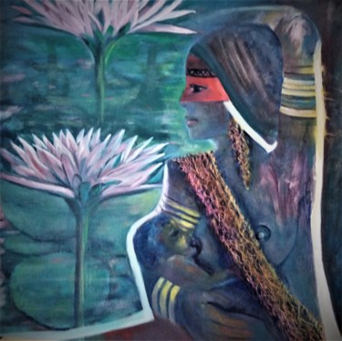 Painting titled "Victoria Regia (La…" by Mary Lozano, Original Artwork, Oil