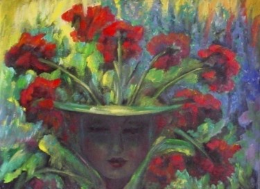 Pintura titulada "POT À FLEURES" por Mary Lozano, Obra de arte original