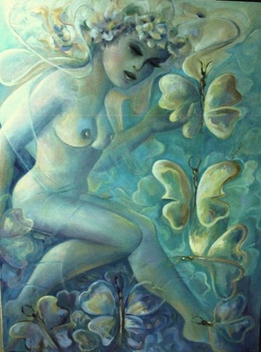 Painting titled "Remedios La Belle" by Mary Lozano, Original Artwork, Oil