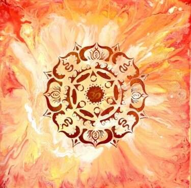 Painting titled "Fire mandala of Pow…" by Maryna Dashyna, Original Artwork, Acrylic