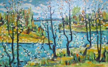 Pintura intitulada "Blooming mood" por Maryna Kliuiko, Obras de arte originais, Óleo