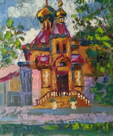 Painting titled "Temple in Kherson" by Maryna Kliuiko, Original Artwork, Oil