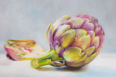 Painting titled ""ARTichoke on white"" by Maryna Muratova, Original Artwork, Oil