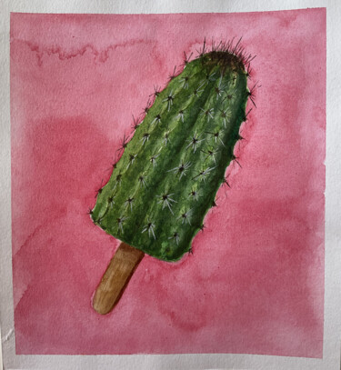 Картина под названием "A cactus" - Maryna Rudenko, Подлинное произведение искусства, Акварель