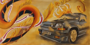 Painting titled "Renault 5 GT Turbo" by Maryna Sakalouskaya, Original Artwork, Oil