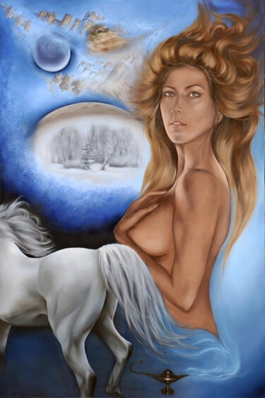 Malerei mit dem Titel "Blu" von Maryna Sakalouskaya, Original-Kunstwerk, Öl