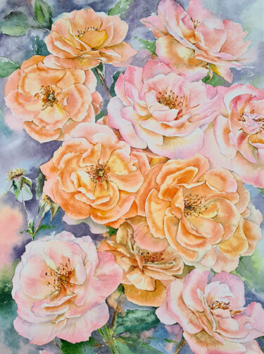 绘画 标题为“Bouquet of tender r…” 由Maryna Slizinova, 原创艺术品, 水彩