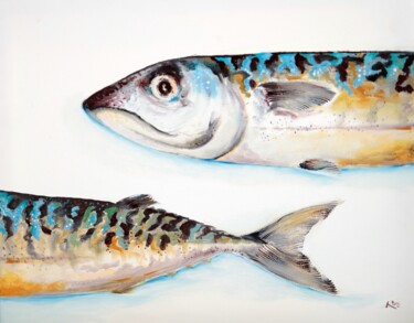 Painting titled "Fish tail" by Maryna Tsoneva, Original Artwork, Oil