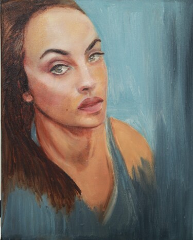 Painting titled "Self-portrait" by Maryna Tsoneva, Original Artwork, Oil