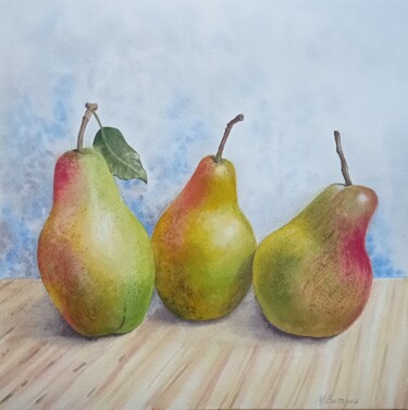Peinture intitulée "Pears" par Maryna Voitenko, Œuvre d'art originale, Aquarelle