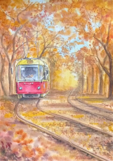 Картина под названием "Autumn memories" - Maryna Voitenko, Подлинное произведение искусства, Акварель