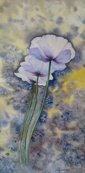 Painting titled "Cold flowers" by Maryna Voitenko, Original Artwork, Watercolor