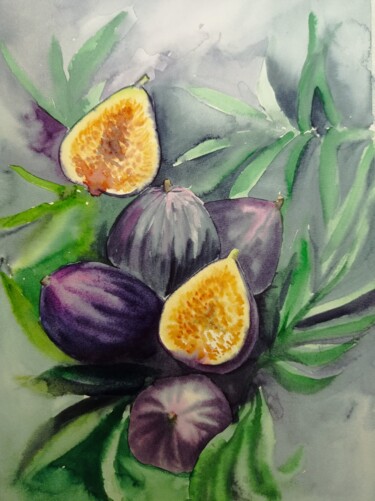 Pintura intitulada "Violet" por Maryna Voitenko, Obras de arte originais, Aquarela