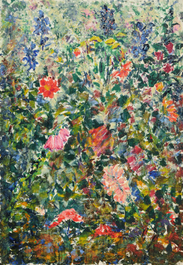 Painting titled "Flourishing garden" by Maryna Weber, Original Artwork, Oil