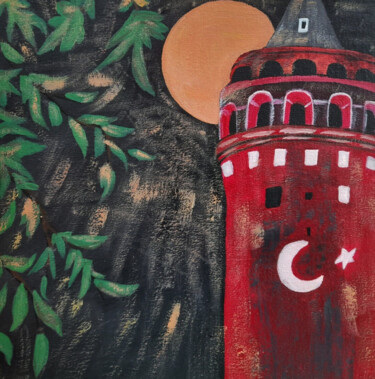 Pintura intitulada "Istanbul Galata Tow…" por Maryna Yasar, Obras de arte originais, Acrílico