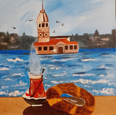 Painting titled "Istanbul view origi…" by Maryna Yasar, Original Artwork, Acrylic