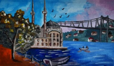 Schilderij getiteld "Istanbul Ortakoy Mo…" door Maryna Yasar, Origineel Kunstwerk, Acryl