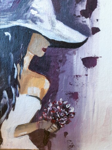 Painting titled "Woman in hat acryli…" by Maryna Yasar, Original Artwork, Acrylic