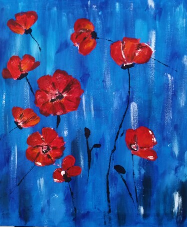 Painting titled "Poppies original pa…" by Maryna Yasar, Original Artwork, Acrylic