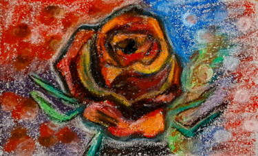 Desenho intitulada "Rose original oil p…" por Maryna Yasar, Obras de arte originais, Pastel