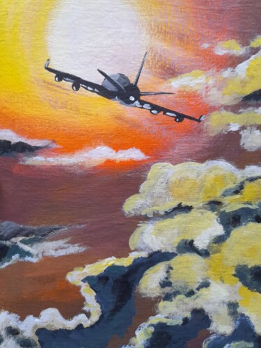Картина под названием "Airplane original a…" - Maryna Yasar, Подлинное произведение искусства, Акрил
