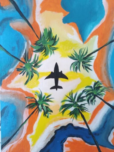 Malerei mit dem Titel "Tropical flying ori…" von Maryna Yasar, Original-Kunstwerk, Acryl