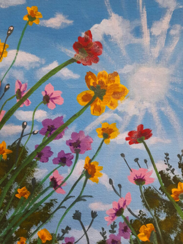 Malerei mit dem Titel "Flower meadow origi…" von Maryna Yasar, Original-Kunstwerk, Acryl