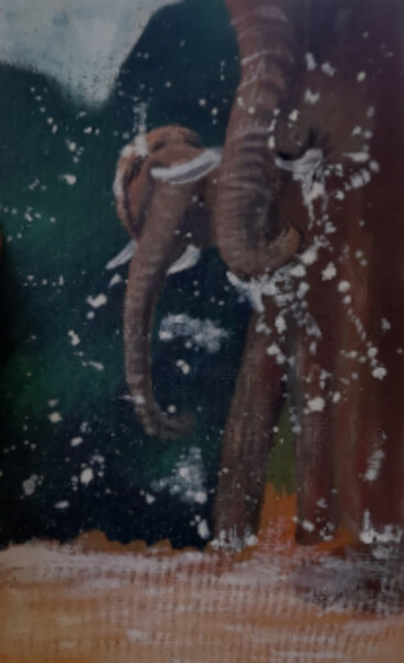 Painting titled "Elephant original a…" by Maryna Yasar, Original Artwork, Acrylic
