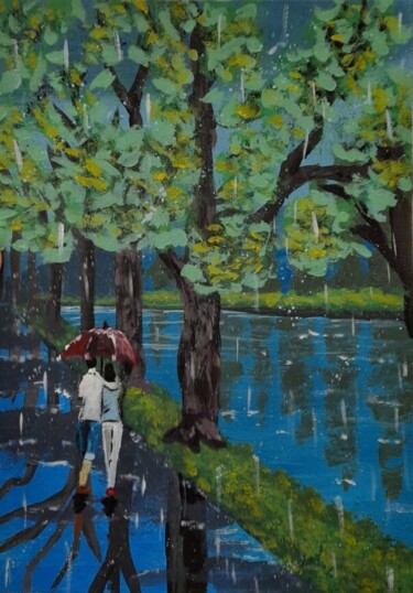 Painting titled "Couple in love acry…" by Maryna Yasar, Original Artwork, Acrylic