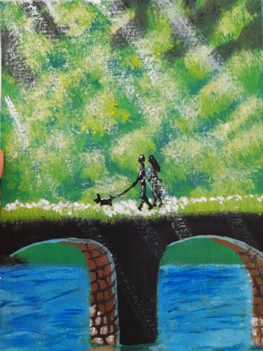 Painting titled "Park original acryl…" by Maryna Yasar, Original Artwork, Acrylic