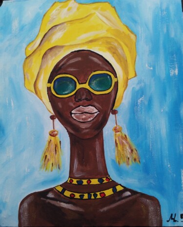 Pintura intitulada "Black woman origina…" por Maryna Yasar, Obras de arte originais, Acrílico