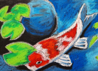 Drawing titled "Koi Fish Pastel Dra…" by Maryna Yasar, Original Artwork, Pastel