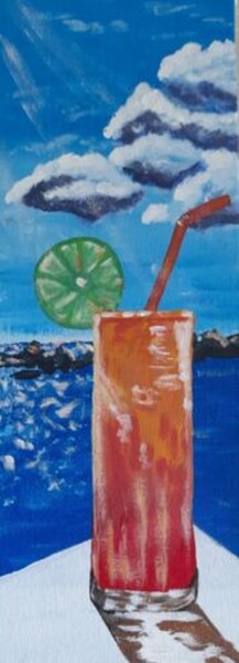 Peinture intitulée "Beach Bar Painting" par Maryna Yasar, Œuvre d'art originale, Acrylique