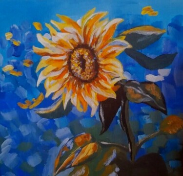 Painting titled "Yellow sunflower pa…" by Maryna Yasar, Original Artwork, Acrylic