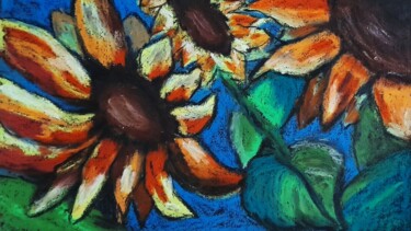 Painting titled "Floral Original Art" by Maryna Yasar, Original Artwork, Pastel