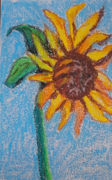 Dibujo titulada "Yellow Floral Paint…" por Maryna Yasar, Obra de arte original, Pastel