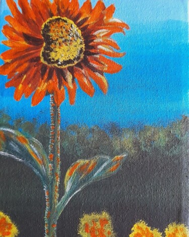 Malerei mit dem Titel "Rustic Flower Paint…" von Maryna Yasar, Original-Kunstwerk, Acryl