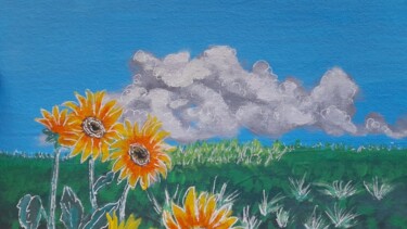 Painting titled "Sunflower Field Pai…" by Maryna Yasar, Original Artwork, Acrylic