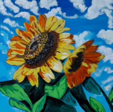 Peinture intitulée "Sunflower original…" par Maryna Yasar, Œuvre d'art originale, Acrylique