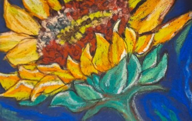 Рисунок под названием "Big flower original…" - Maryna Yasar, Подлинное произведение искусства, Пастель